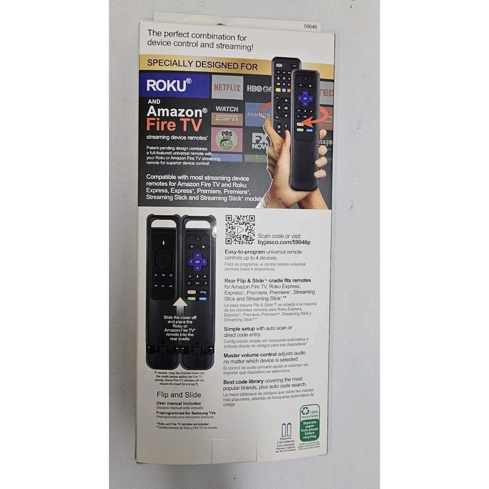 GE 59046 4-Device Universal Remote Control with Roku or Fire‎ TV Compartment - Picture 2 of 4